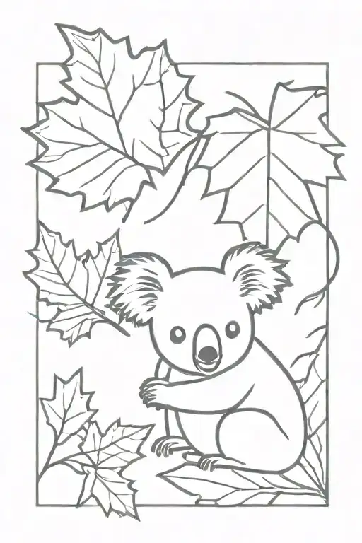 Koala Bear And Canadian Maple Leaf Separate