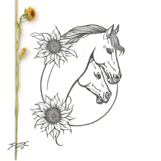Horse Sunflower Ying Yang