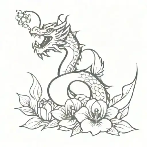 Dragon With Flowers