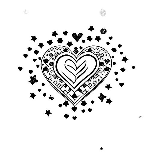 Cross With Heart Surrounded By A Galaxy Of Stars