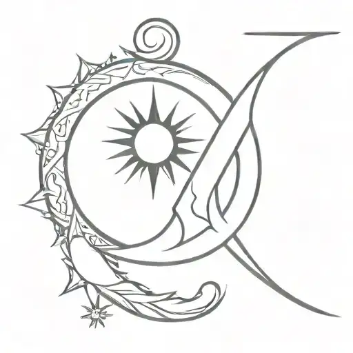 Alphabet M With Sun Moon