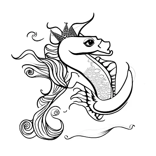 Mermaid Riding Seahorse With Cowboy Hat