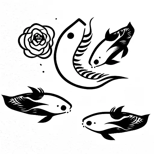 Koi Fish With Roses