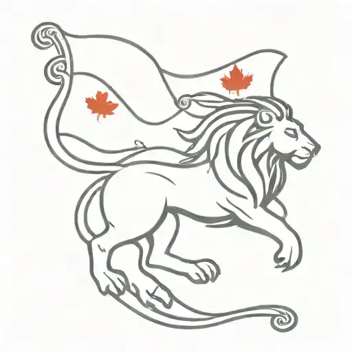 Flag Of Iran With Lion & Canada Flag Intertwined