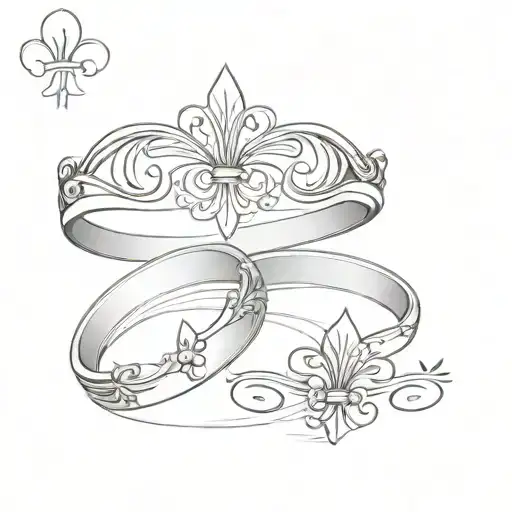 Fleur De Lis Wedding Rings