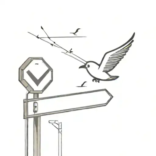 Street Sign With A Bird Flying