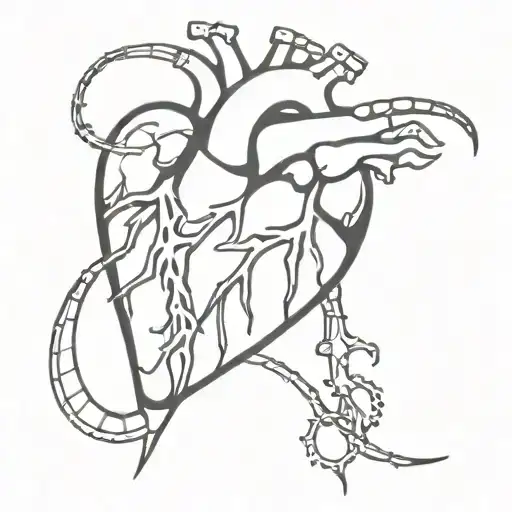 Heart With Electric Effects Colored Black With Additional Bones Design