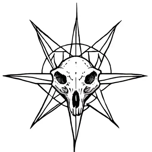 Pentagram Tattoo With Animal Skull Inside