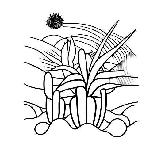 Cactus And Wave And Wheat