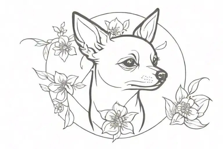 Flowers And Chihuahua Dog