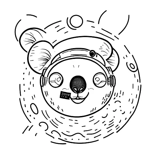 Cute Koala Sleeping On Mars Planet