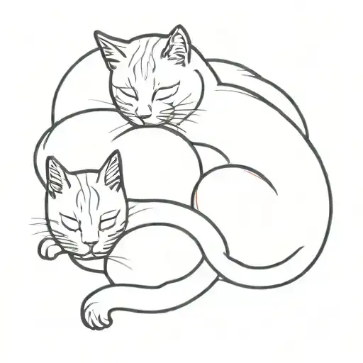 One Couple Sleeping Wiht Two Cat