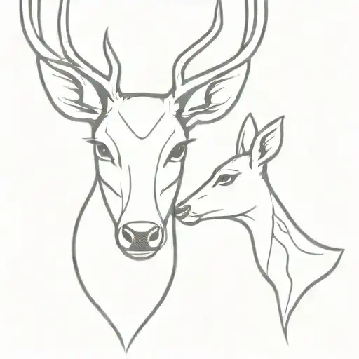 Deer And Baby Deer Head