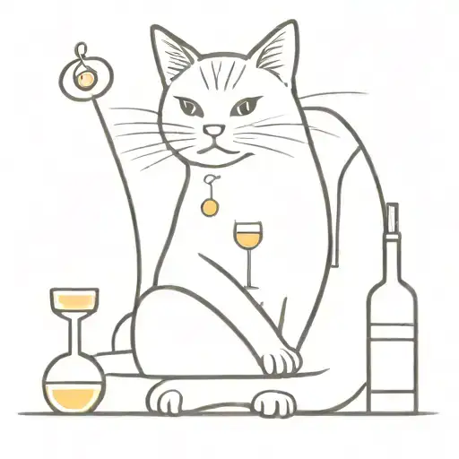 Cat And Wine Lover