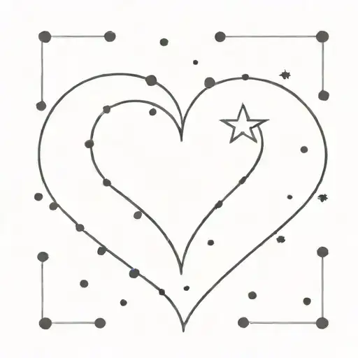 A Black Night Sky With White Stars And Dots But All Inside A Heart