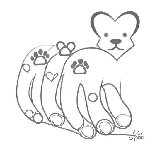 6 Dog Paws And A Heart
