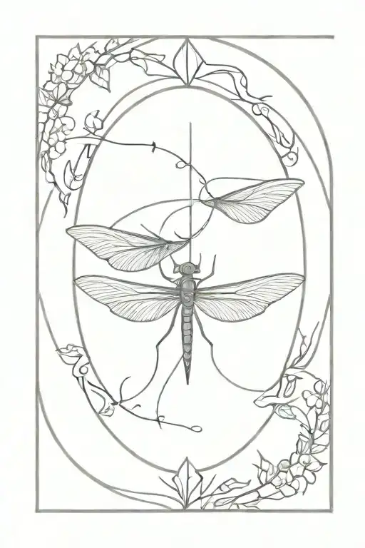 Fineline Temple With Dragonfly Surrounded