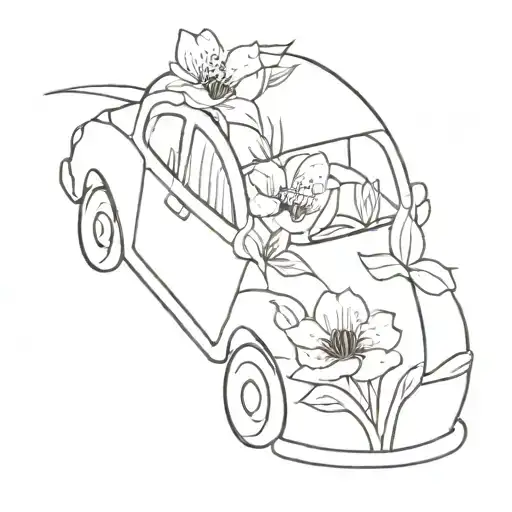 Car With Flowers Growing Inside