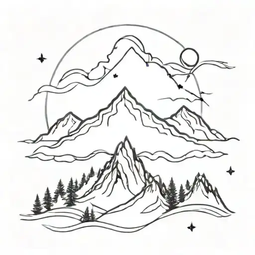 A Minimalist Tattoo Of A Mountain Range With Musical Notes Incorporated Into The Design