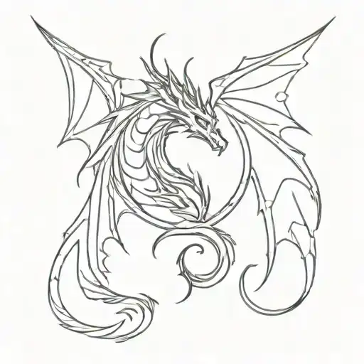 Dragon And Flame Like Wings