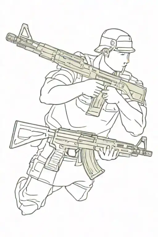 Military Man With An Ak 47 Assault Rifle