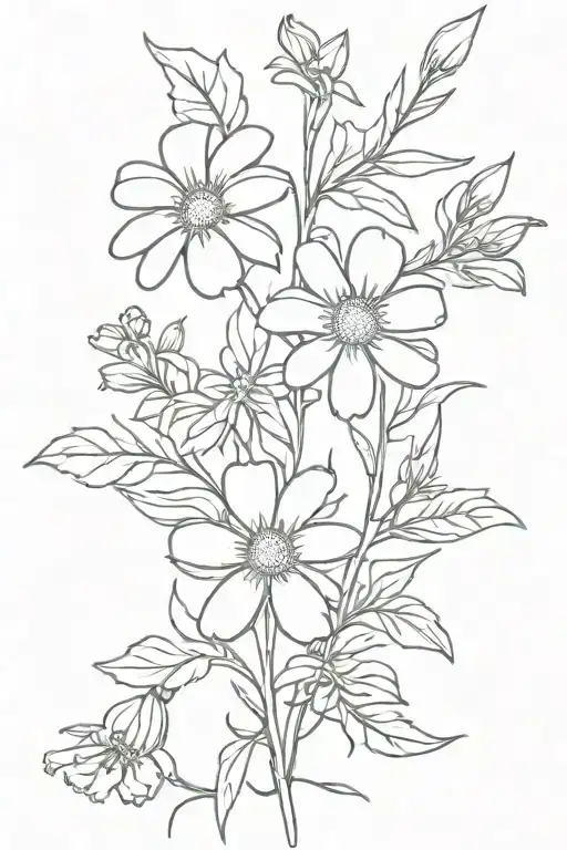 Daisy And Larkspur Flowers Intertwined