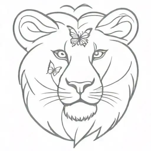 Small Lion With Butterfly On Its Nose Ring