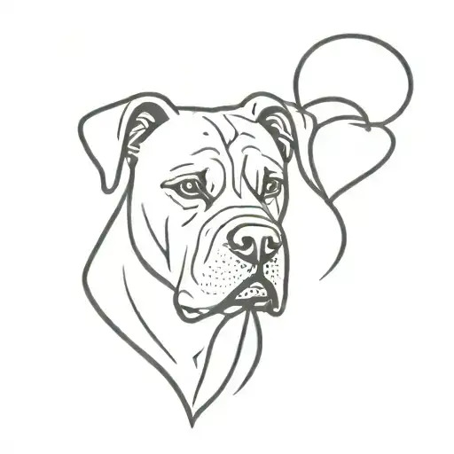 Mini Tattoo Bullmastiff With Heart And Inscription Athena