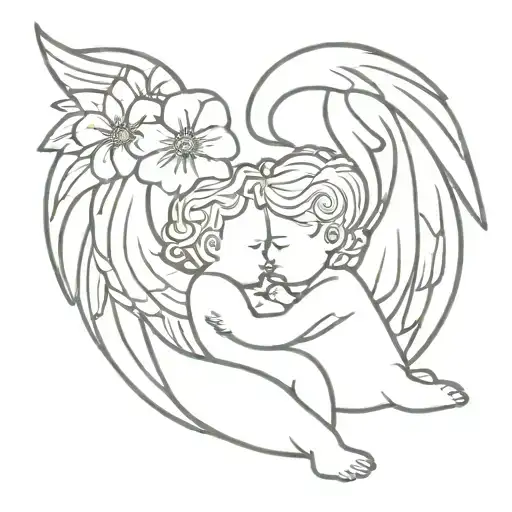Mum And Baby Angel Flowers Love