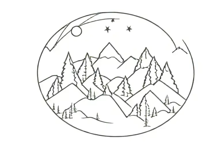 Mountain Range With Trees