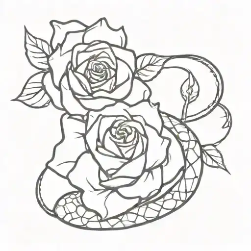 Spine Tattoo With Rosses And Snake