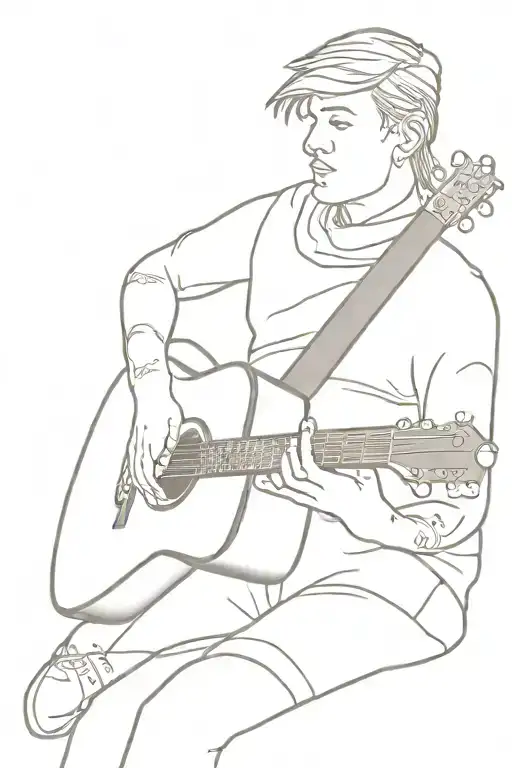 Musician Playing A Guitar Old School