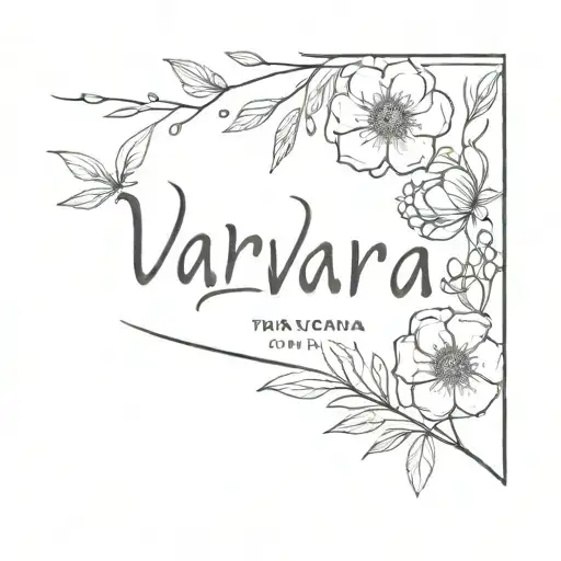 Name Varvara With Flowers And Lines And Lettering
