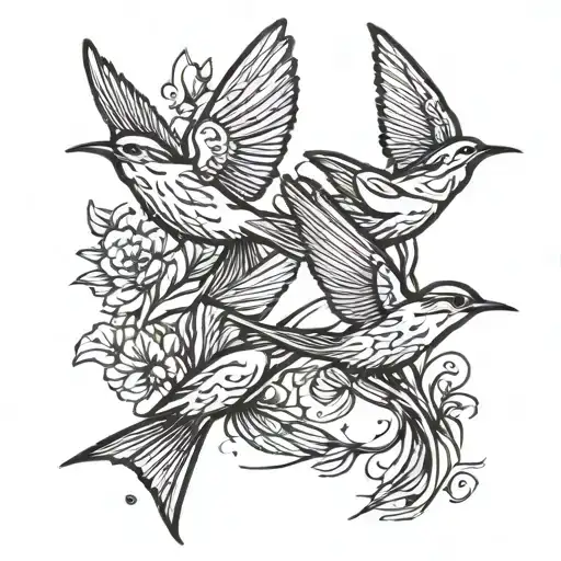 Two Swallows Chasing Each Other