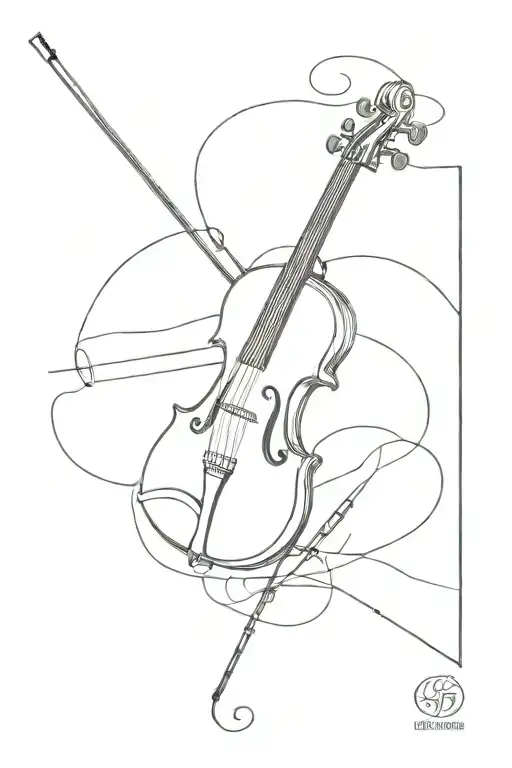 Half Violin Half Guitar Tattoo Design