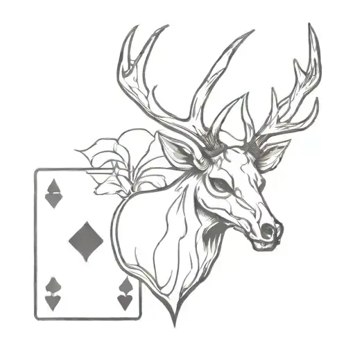 Deer Skull With An Ace Playing Card