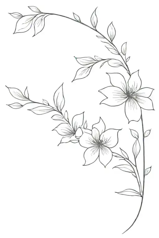 Floral Design Covering From Shoulder To Front Arm Colorless Minimal Elegant