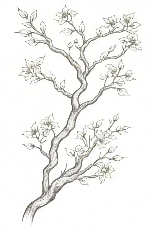 Book Tree Branches With Flowers Revolving Around The Arm And Ending On The Half Sternum