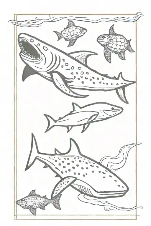 Whale Shark And Turtle Swimming