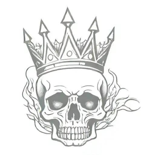 Skull With Crown And Fire
