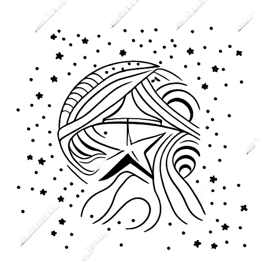 Beach With Stars And Mountains Inside A Ring