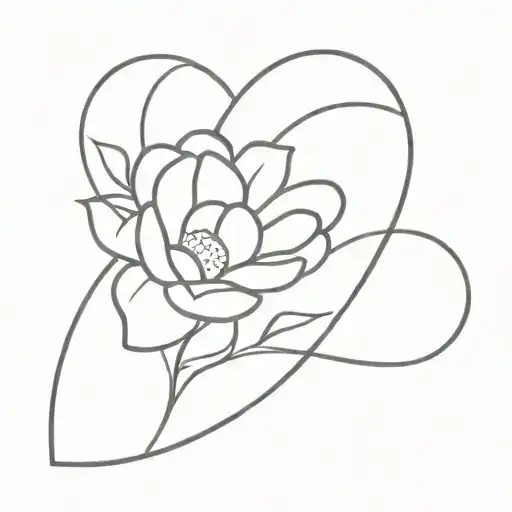 Heart Outline With Daisy Imbedded To Heart Outline
