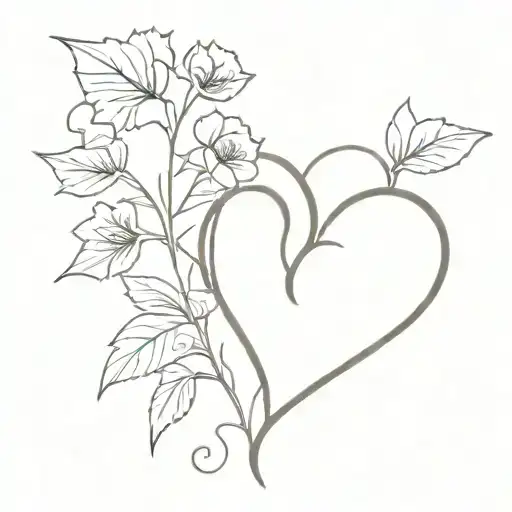 Heart Outline With Floral Imbedded To Heart Outline