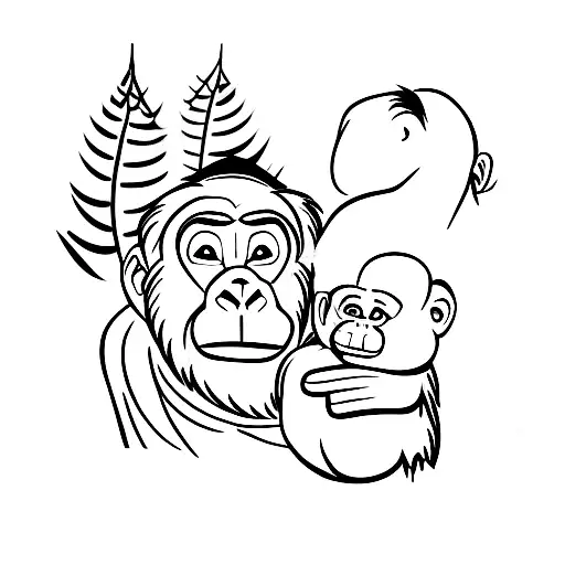 Gorilla Father With Gorilla Son