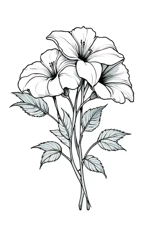 Birth Flower Bouquet Rose Lily Morning Glory