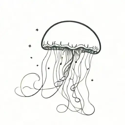 Jellyfish Floating Gracefully In Space Themed