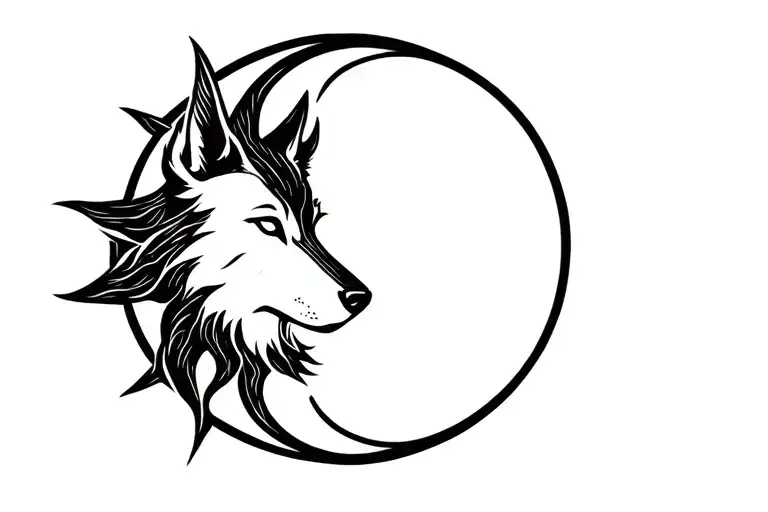 Sun And Moon With Wolf Face