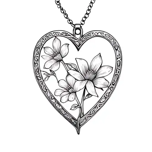 Open Heart Shaped Locket With Flower In It