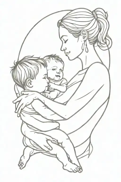 Mother With Baby And Toddler