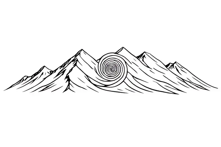 Spiral With Mountain Outline Intertwined Coca Leaves